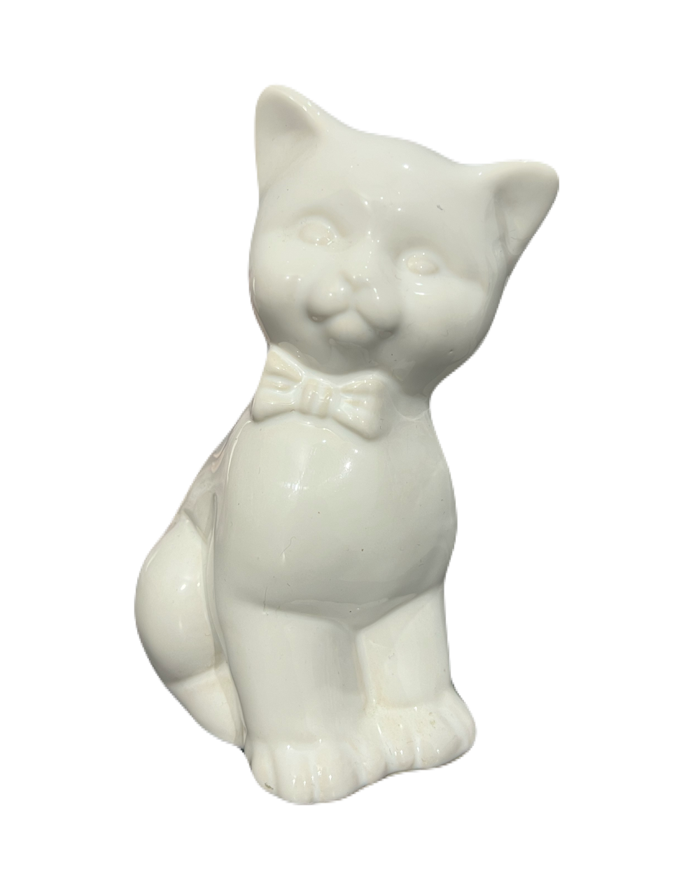 Vintage Porcelain Cat in a Bow Figure