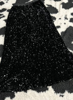 Black Sequins Long Skirt