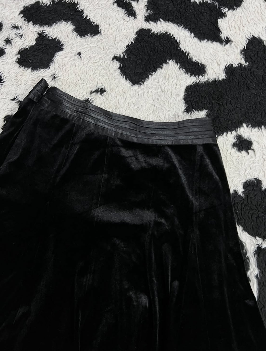 Knee Length Black Velvet Skirt