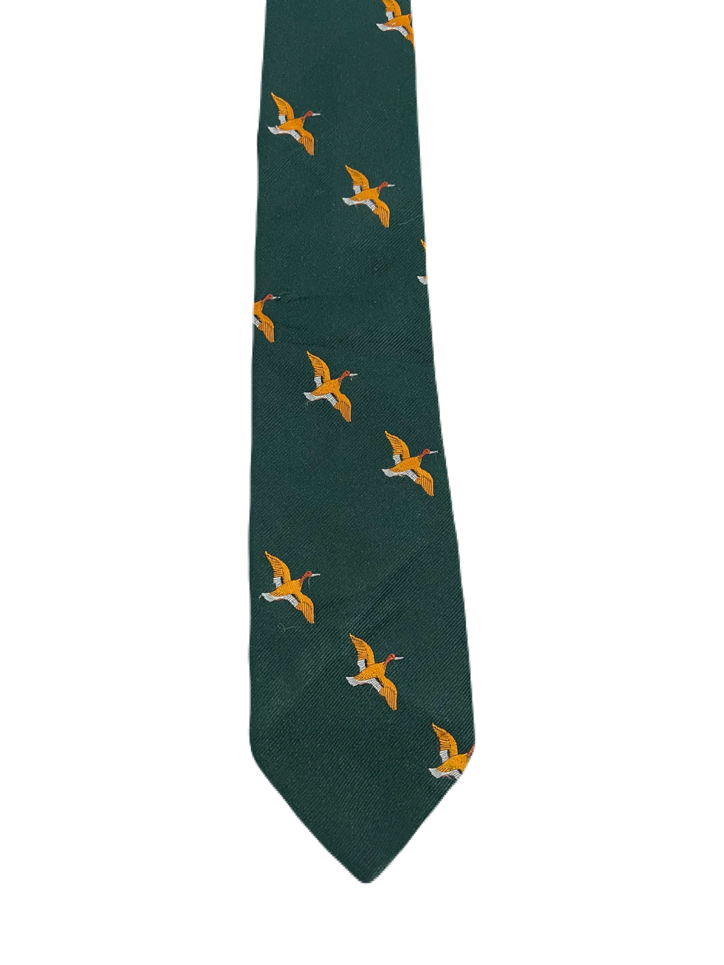 Green Flying Mallards Embroidered Tie