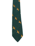 Green Flying Mallards Embroidered Tie