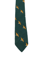 Green Flying Mallards Embroidered Tie