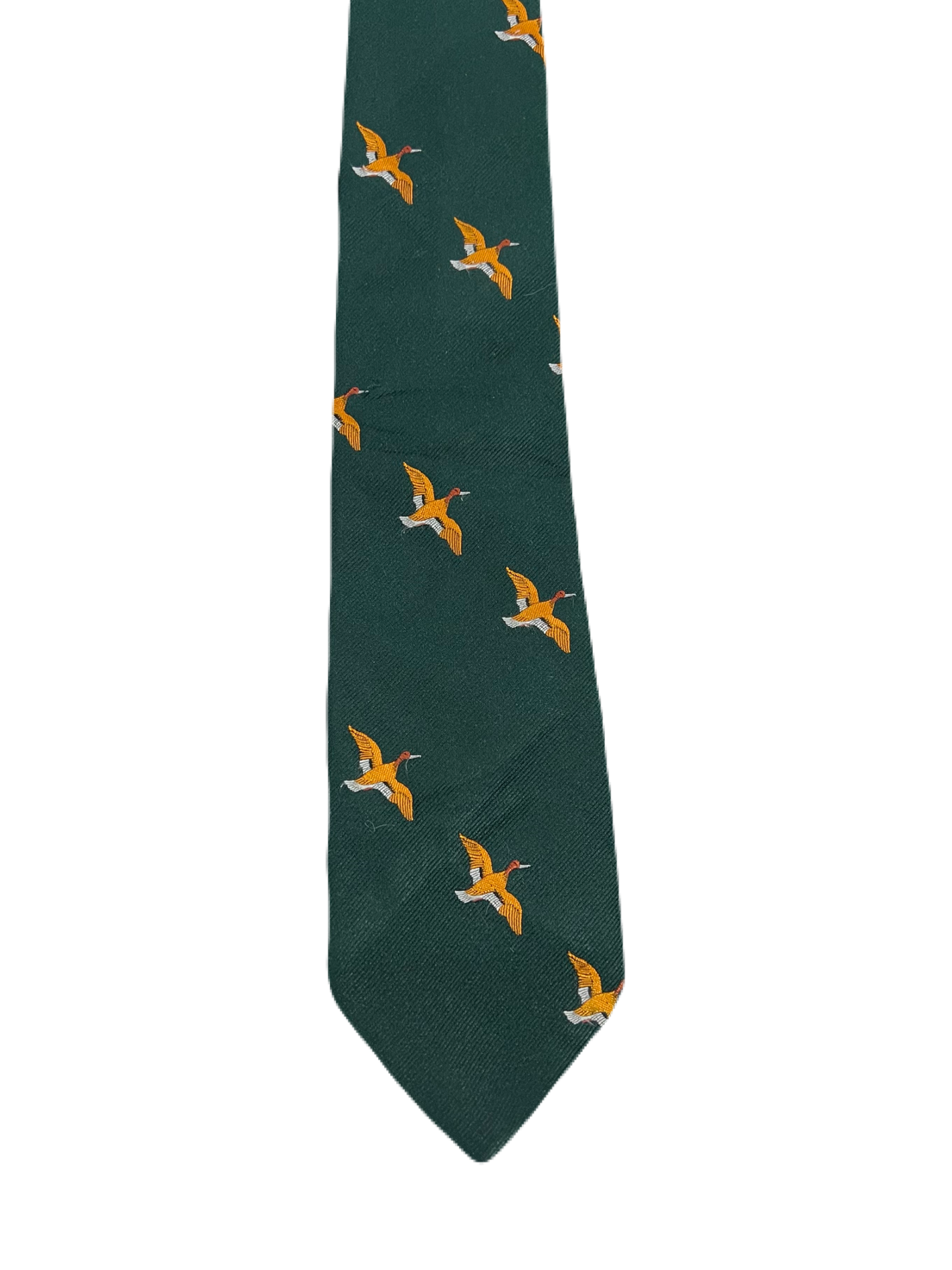 Green Flying Mallards Embroidered Tie