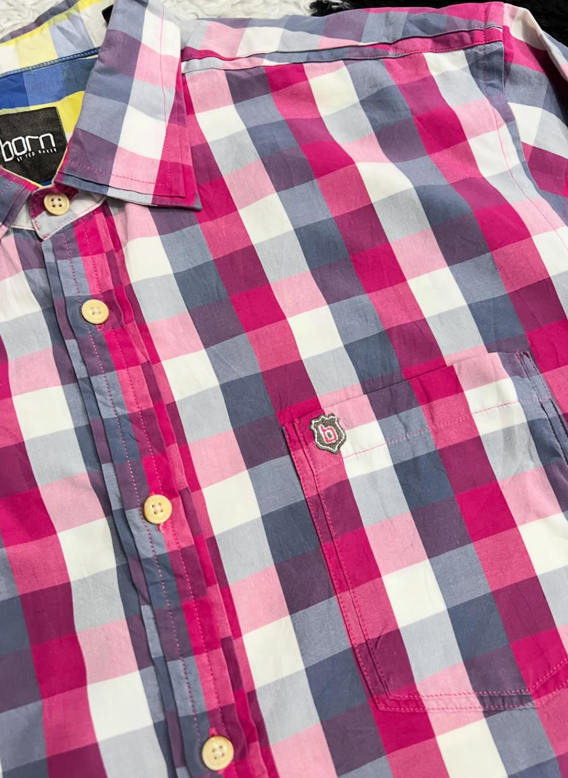 Born by Ted Baker Pink Checkered Buttonup