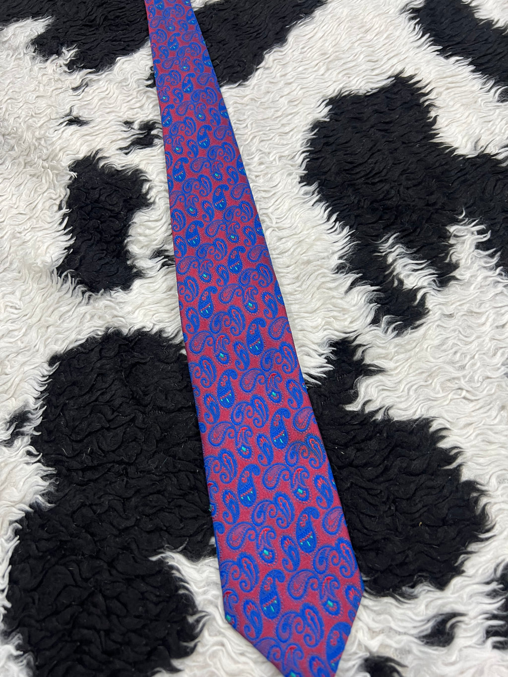Blue & Red Paisley Narrow Tie