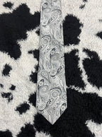 Nubio Black & White Fully Embroidered Paisley Tie