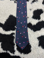 Blue Embroidered Hearts Tie