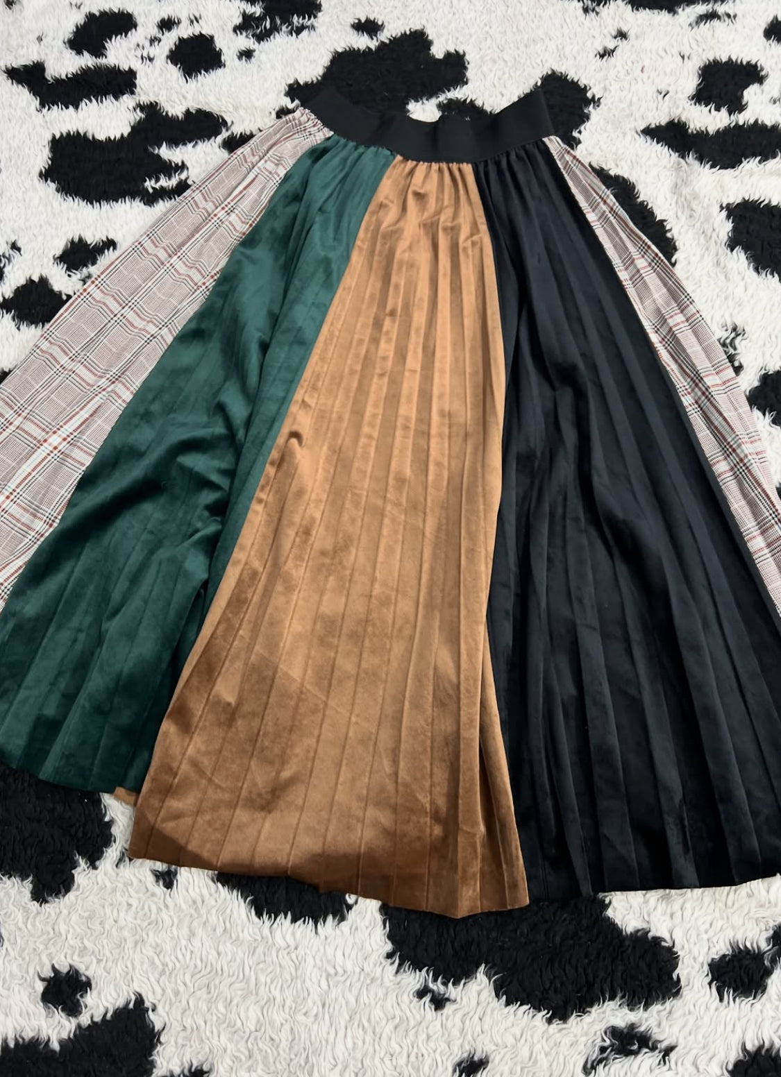 Patchwork Pleated Skirt
