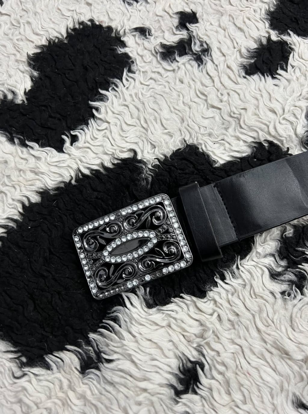 Bedazzled Buckle Black Belt