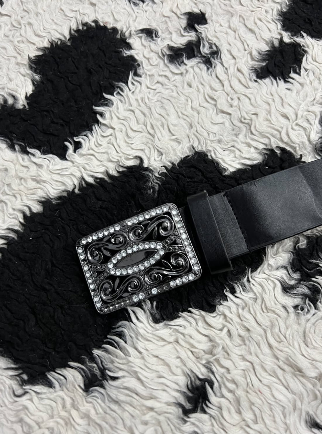 Bedazzled Buckle Black Belt