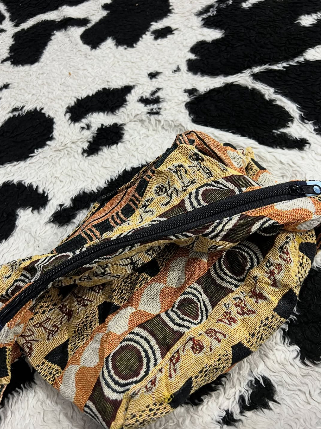 Fully Embroidered Orange & Yellow Bag