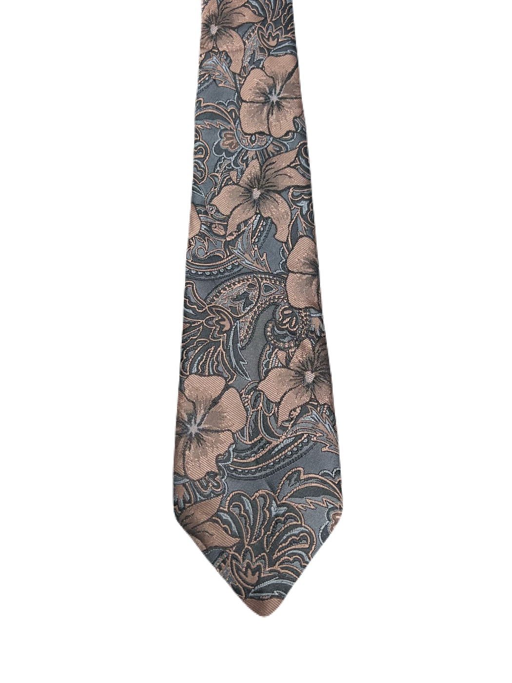 Rael Brook Grey & Orange Floral Embroidered Tie