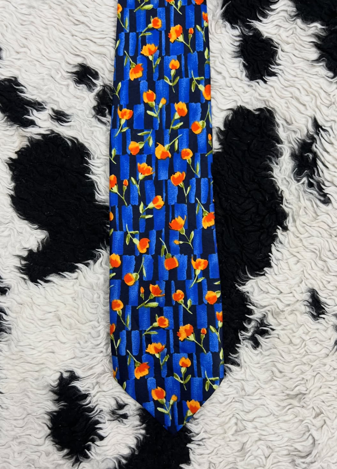 Blue & Orange Floral Tie