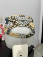 Beige & Teal Houndstooth Cap