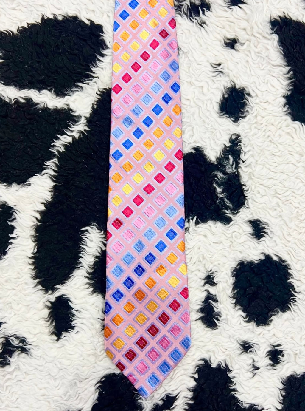 Pink Embroidered Colorful Tie