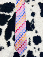 Pink Embroidered Colorful Tie