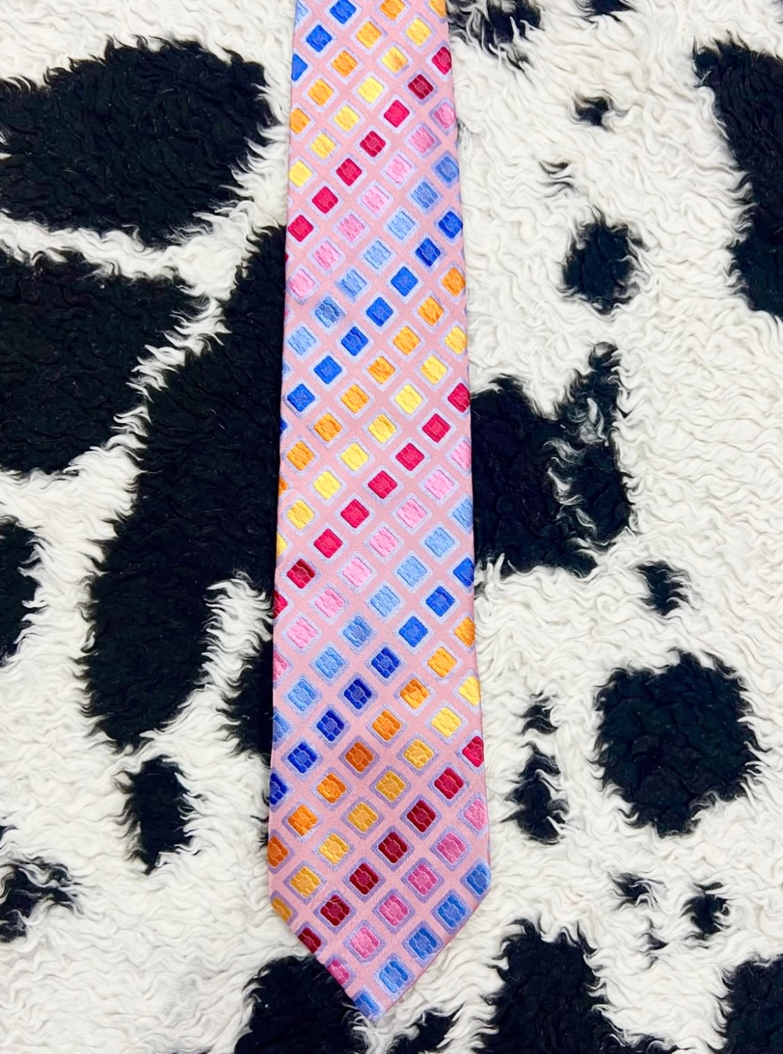 Pink Embroidered Colorful Tie