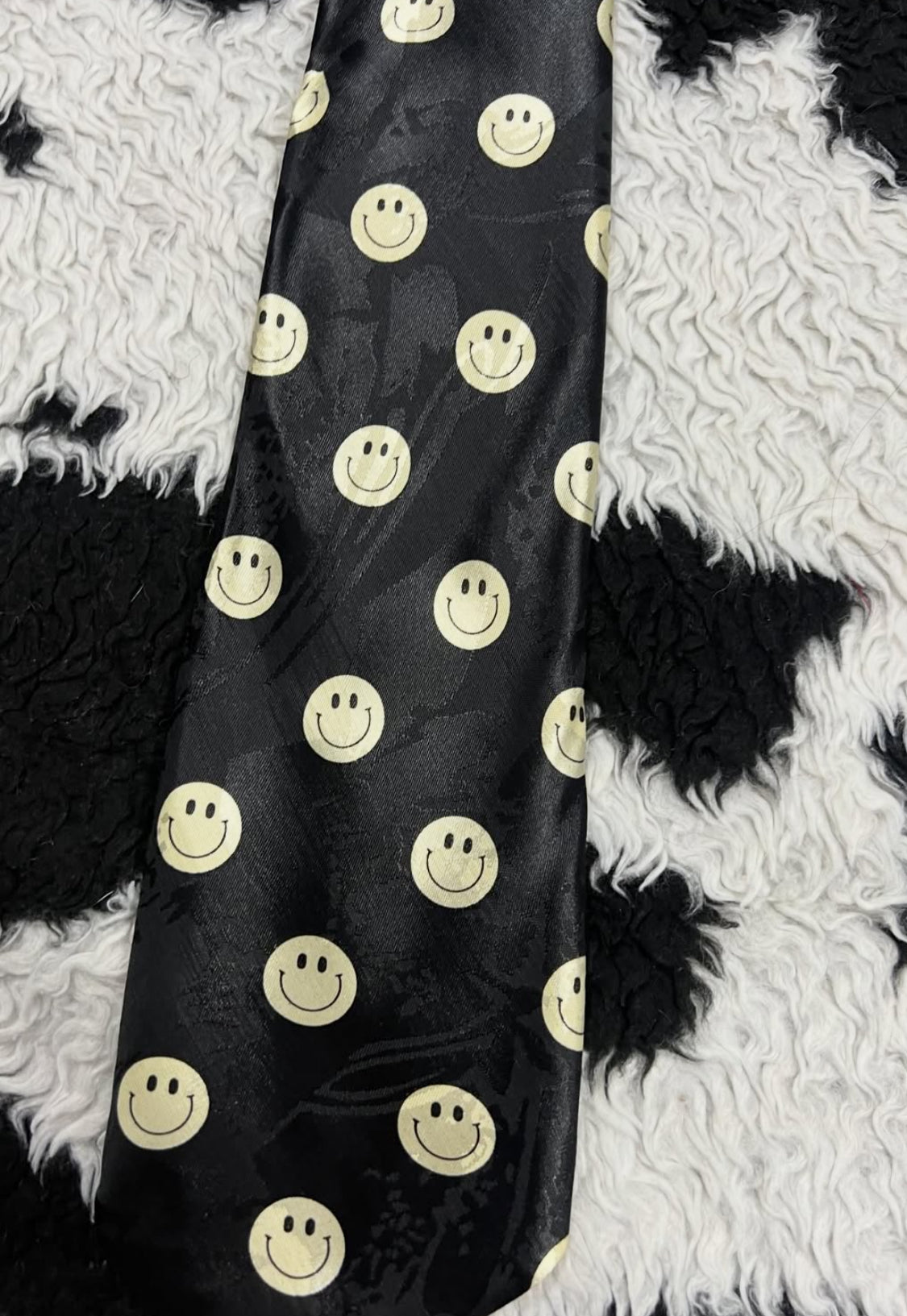 Black Smiley Faces Tie