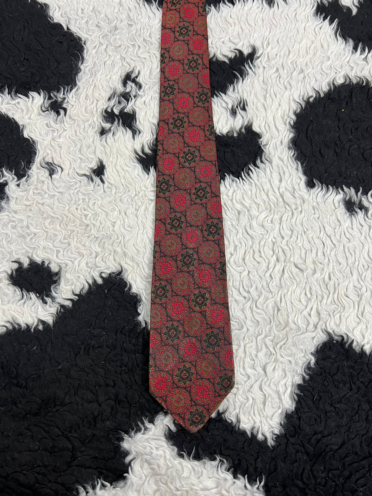 Grenville Red Narrow Embroidered Tie