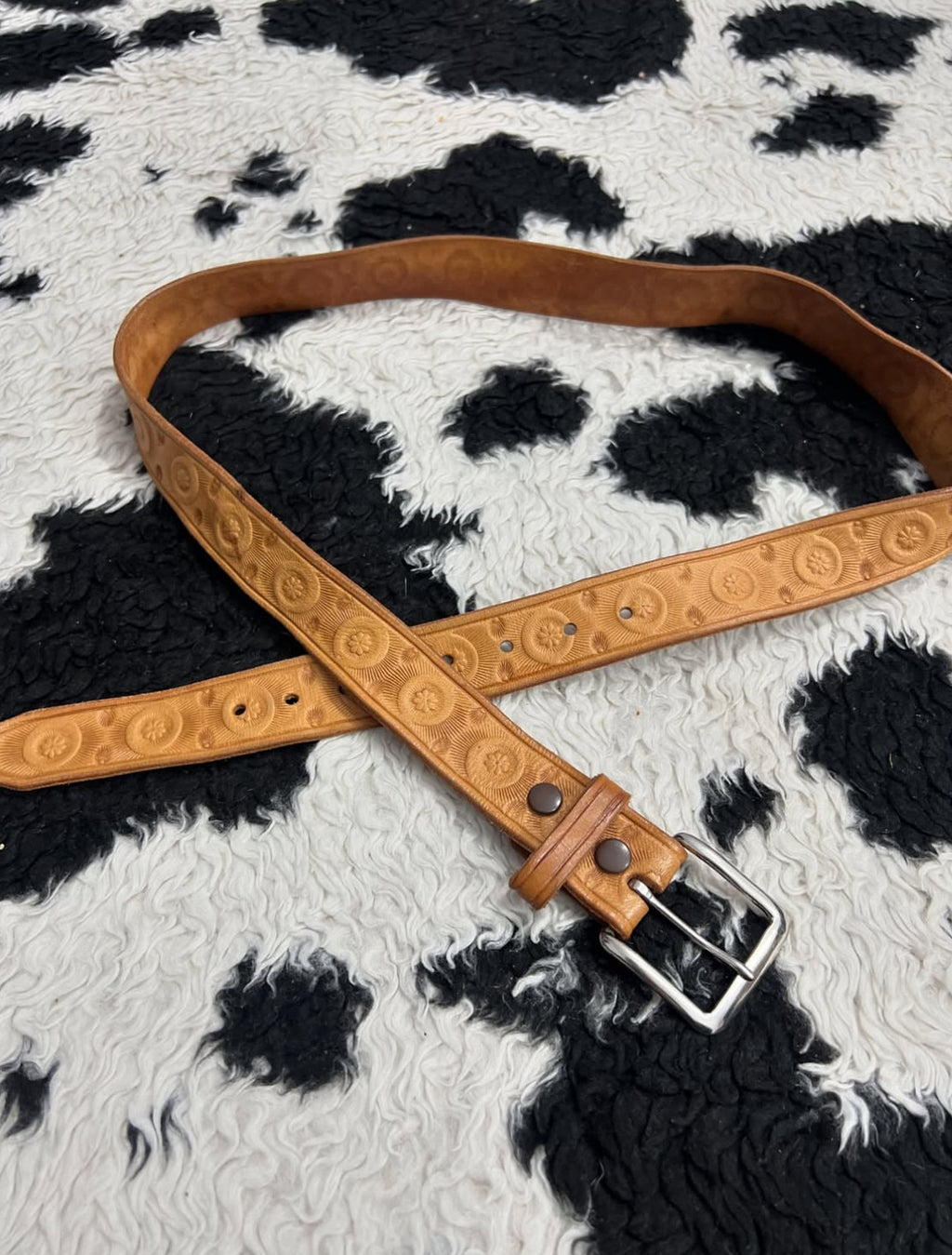 Light Brown Floral Narrow Belt