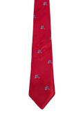 Red Embroidered Cricket Tie