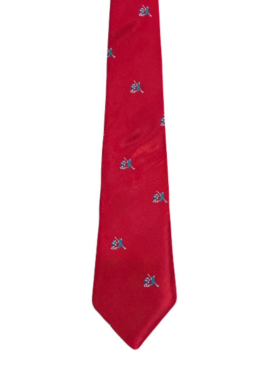Red Embroidered Cricket Tie