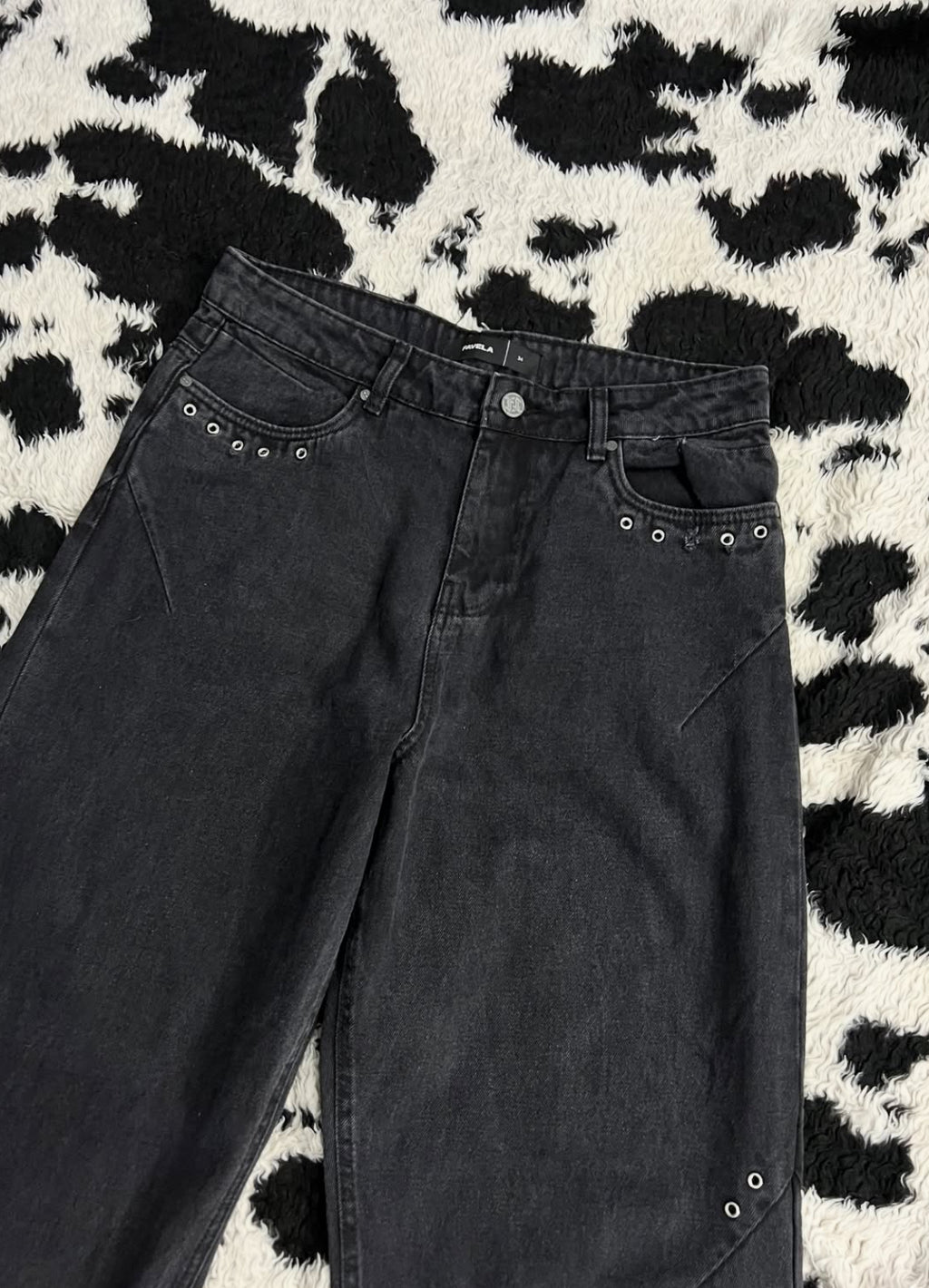 Favela Black Studded Denims (Waist 34)