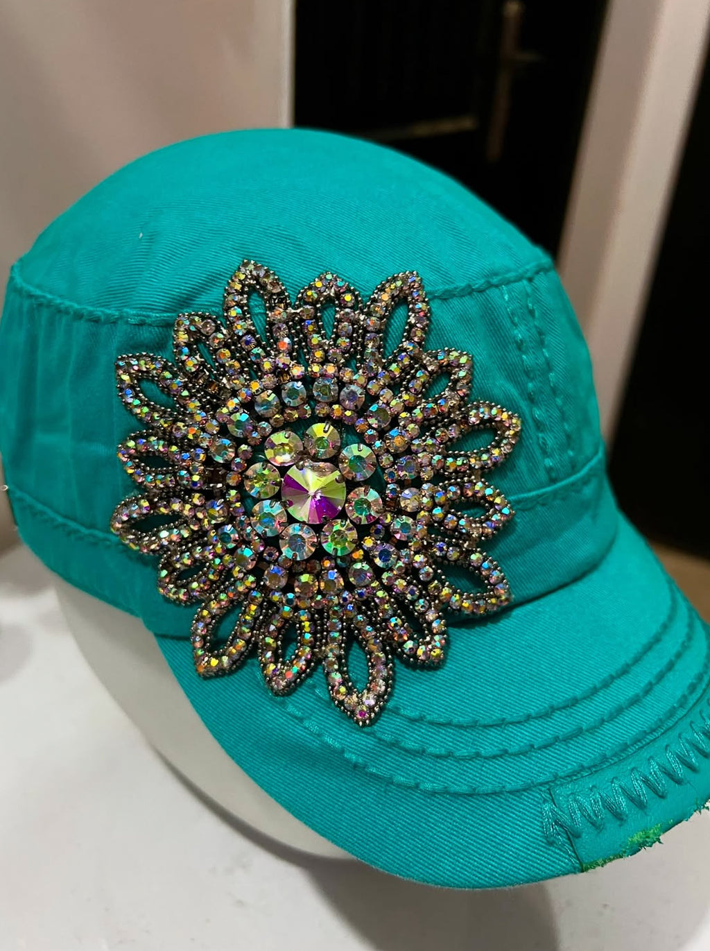 Y2K Floral Teal Cap