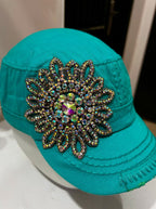 Y2K Floral Teal Cap