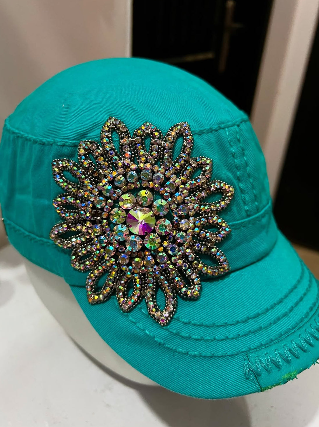 Y2K Floral Teal Cap
