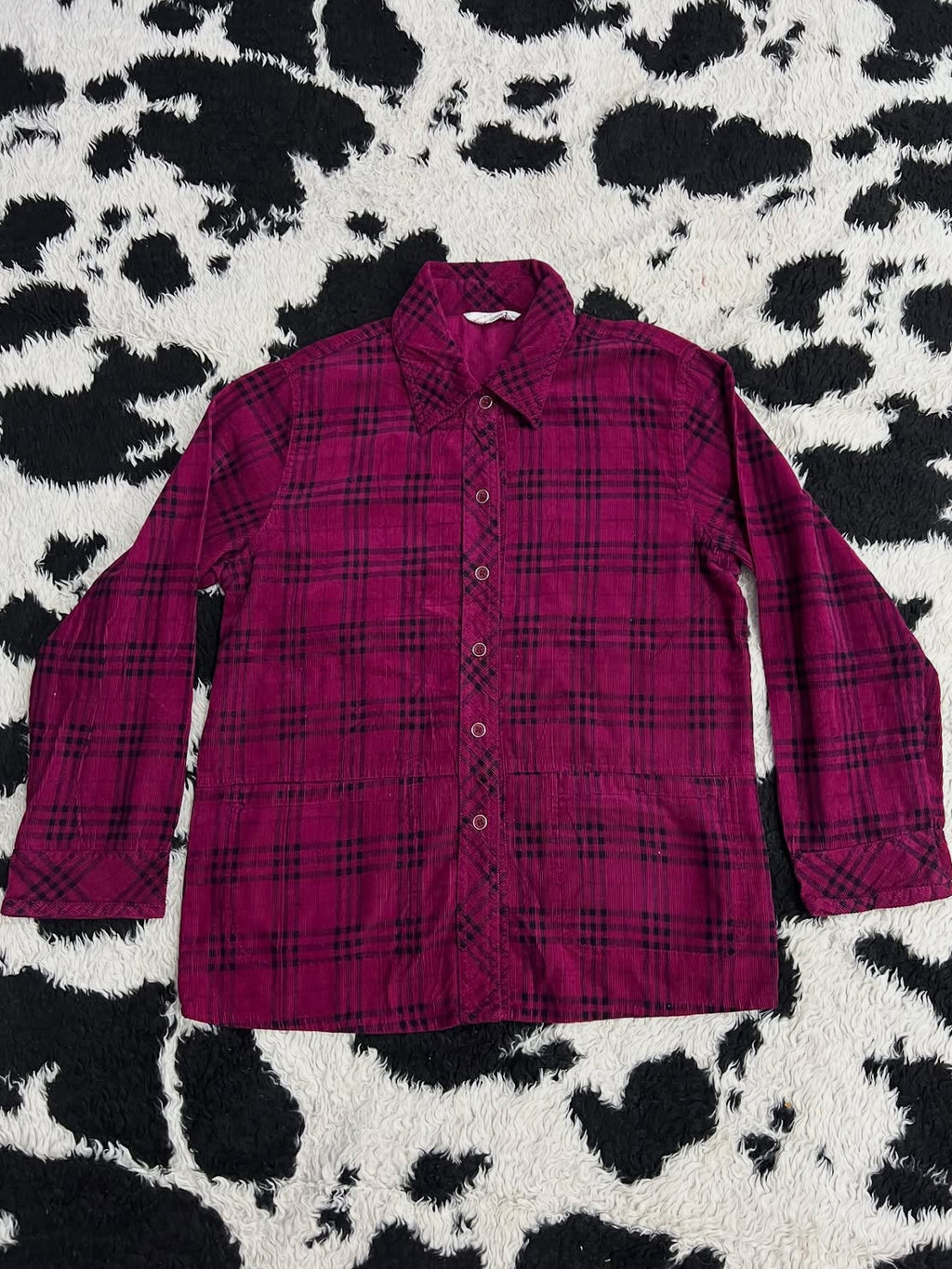 Corduroy Pink Plaid Buttonup
