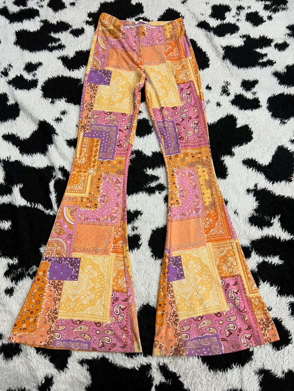 Pink & Orange Paisley Patchwork Bellbottoms (Small)