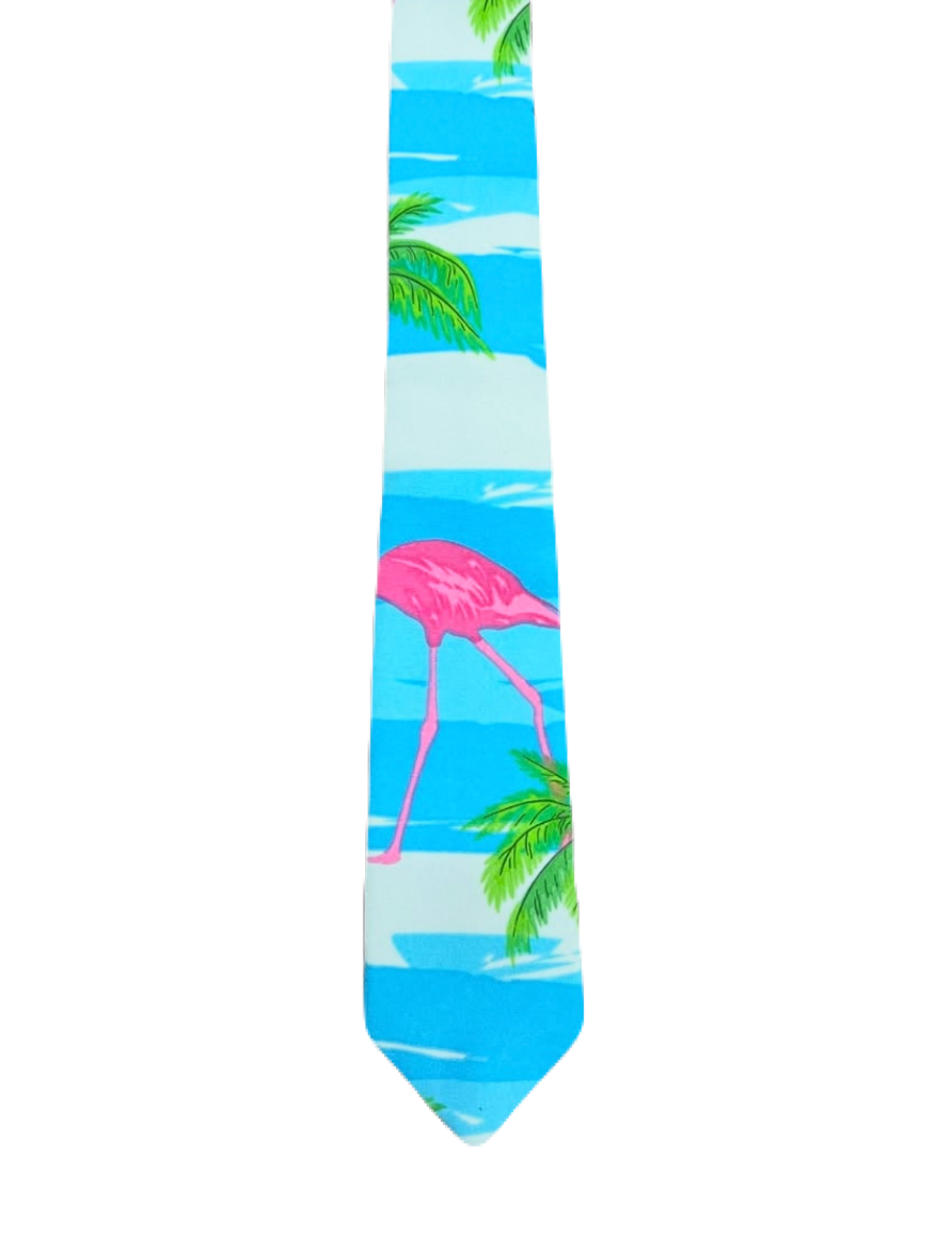 Flamingos at the Beach Narrow Tie