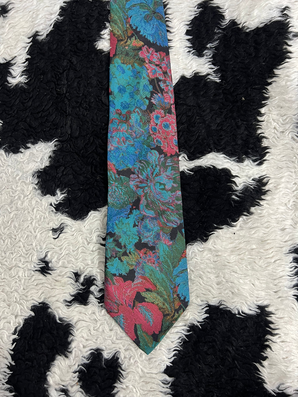 Black & Pink Floral Tie