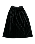 Black Pleated Long Velvet Skirt