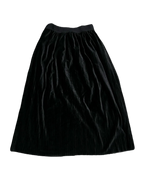 Black Pleated Long Velvet Skirt