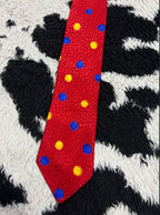 Whimsical Red, Blue & Yellow Dotted Tie