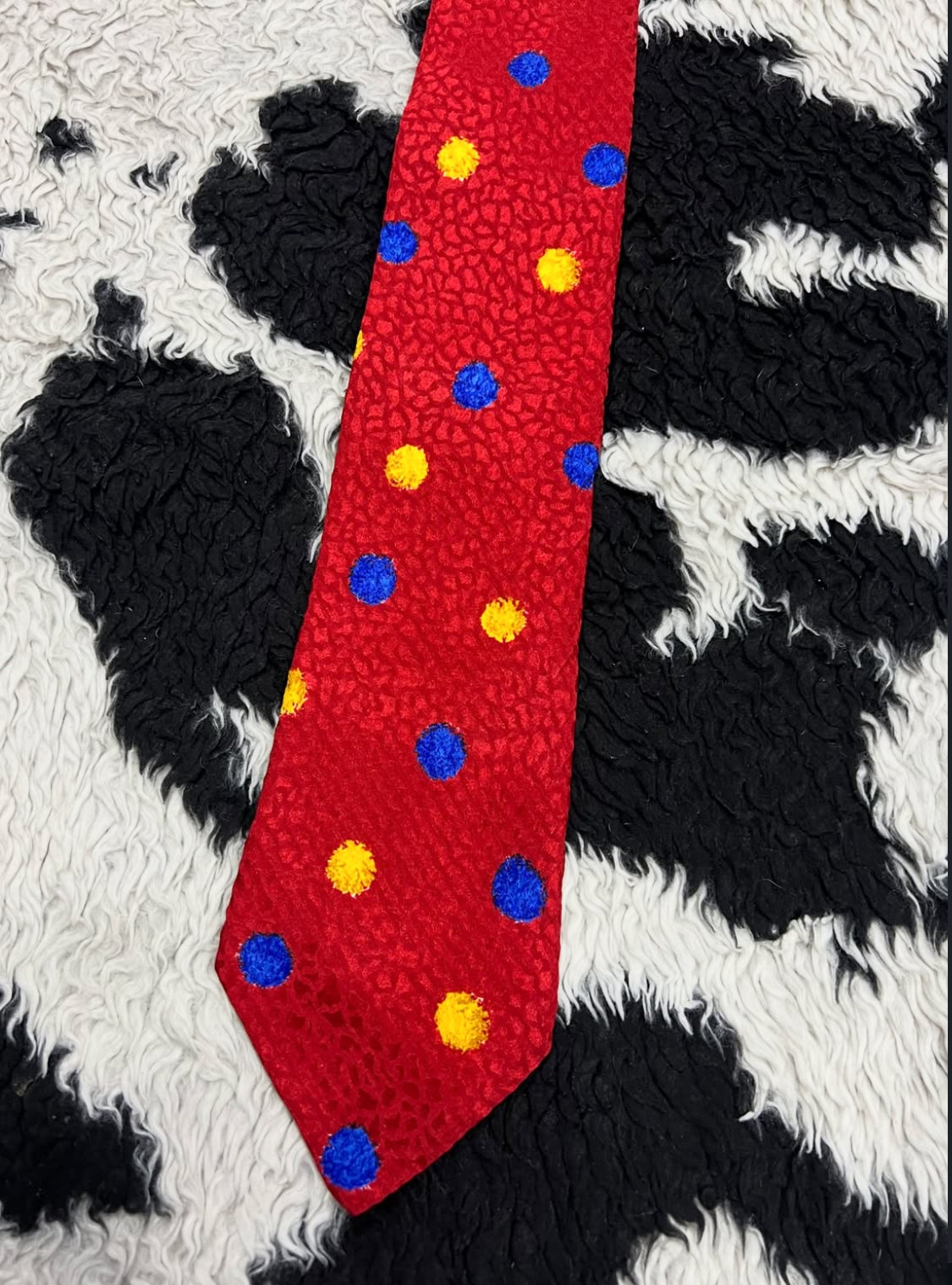 Whimsical Red, Blue & Yellow Dotted Tie