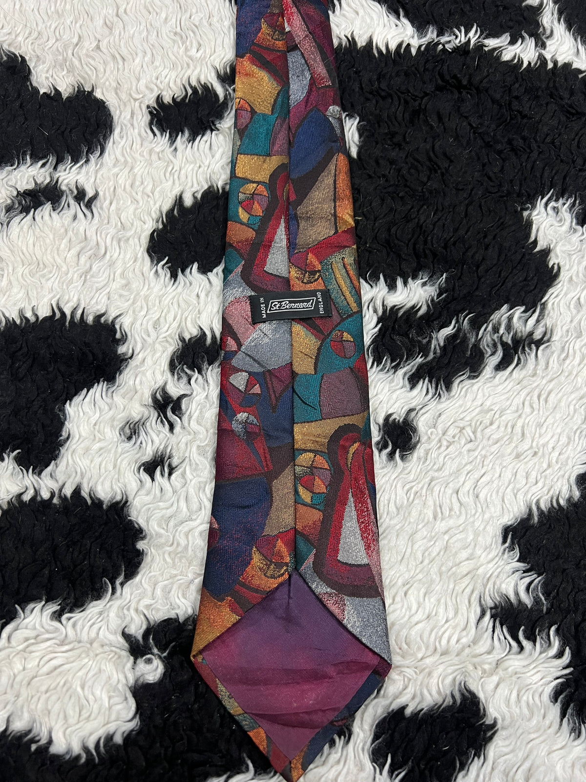St. Bernard Fully Embroidered Vibrant Abstract Tie