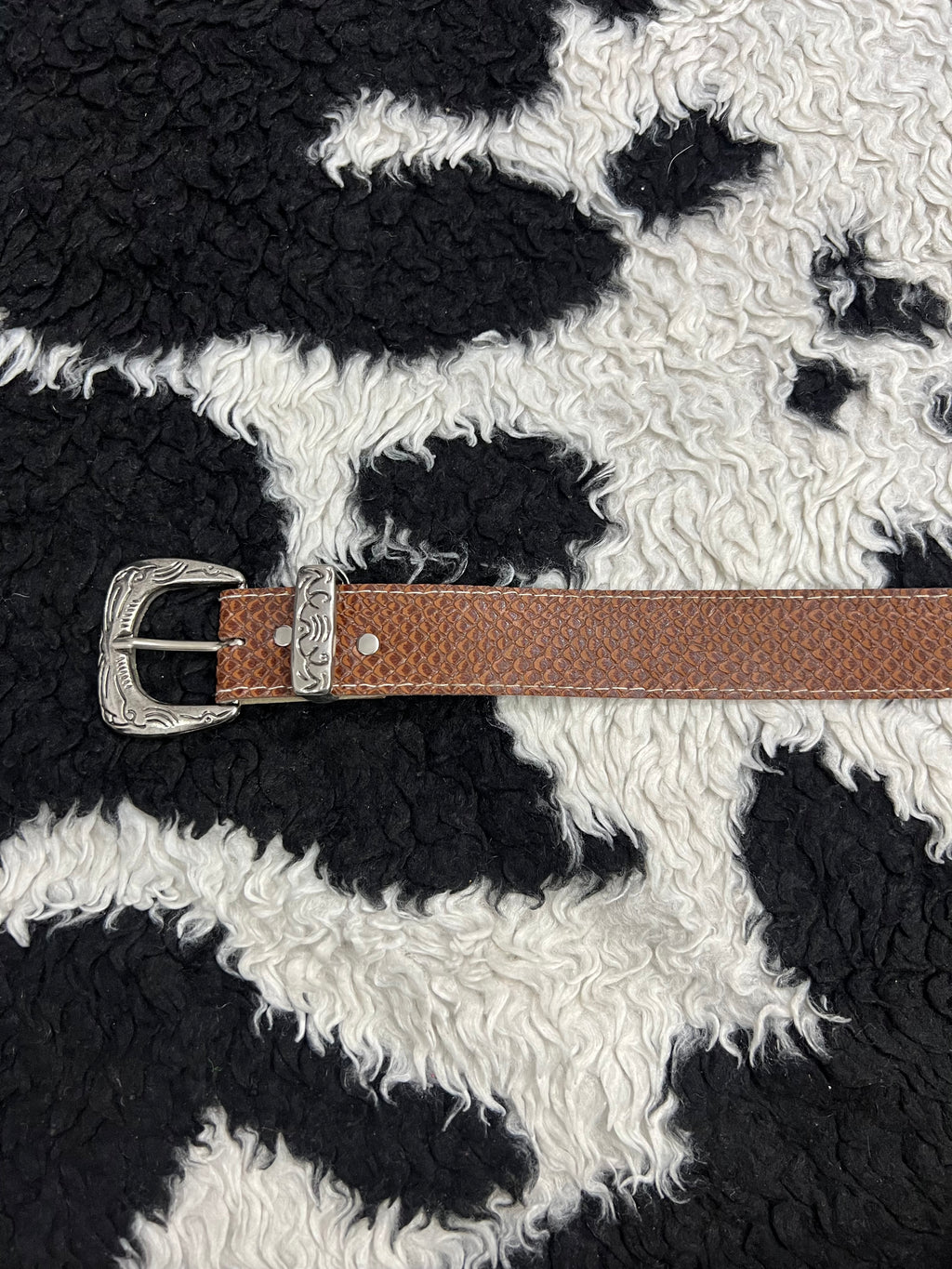 Brown Scaled Silver Buckle Belt