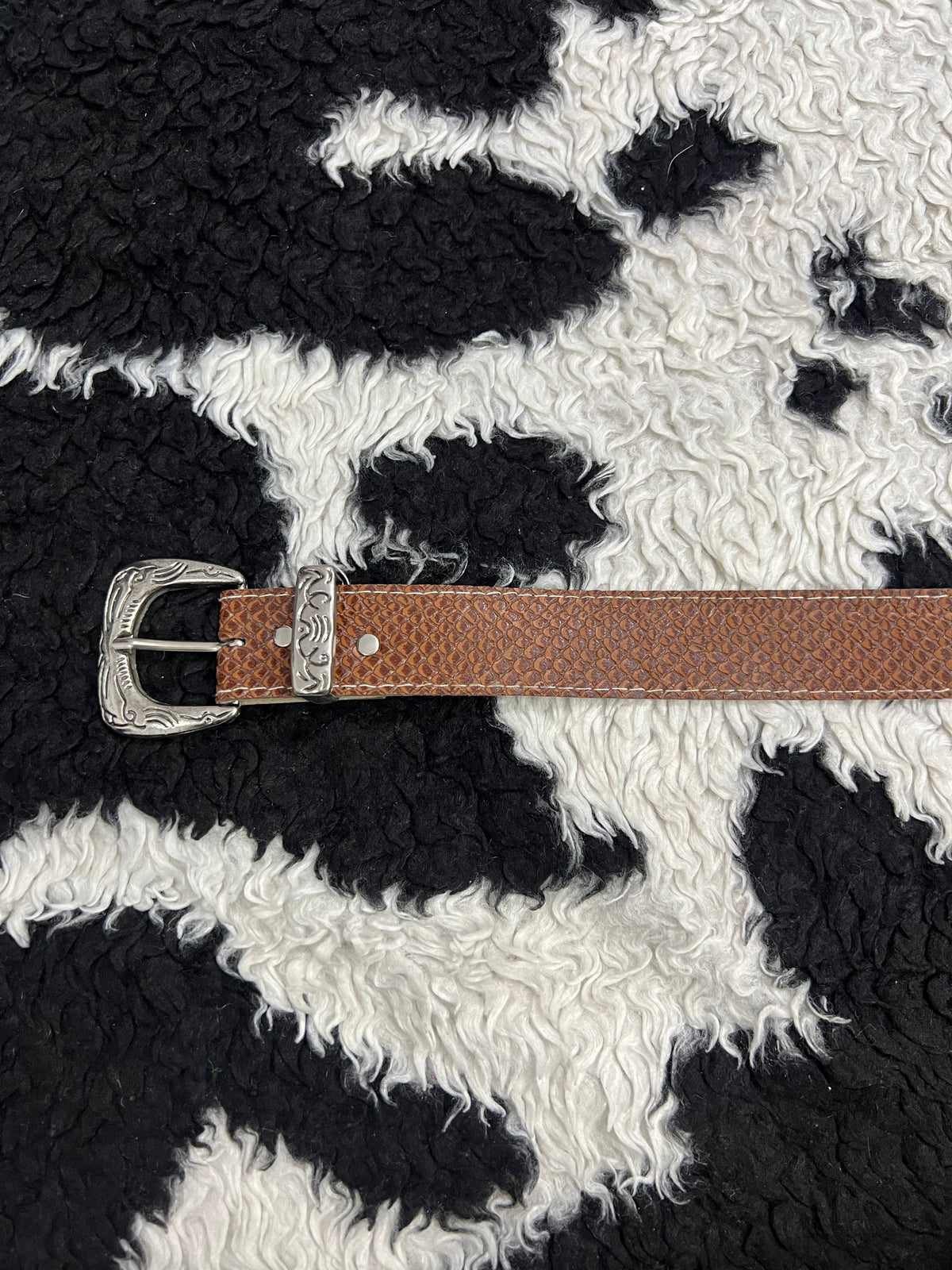 Brown Scaled Silver Buckle Belt