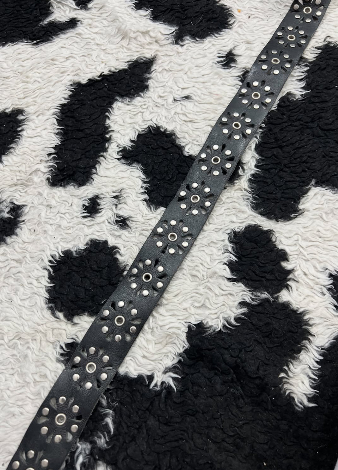 Black Floral Studded Belt