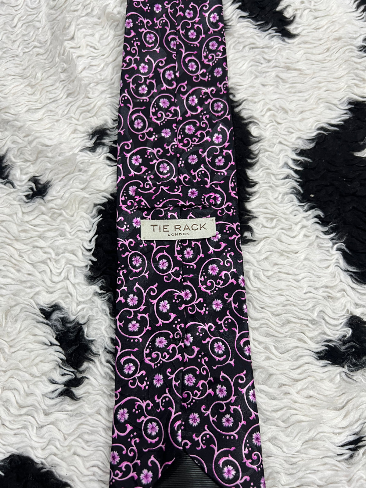 Black & Pink Floral Tie