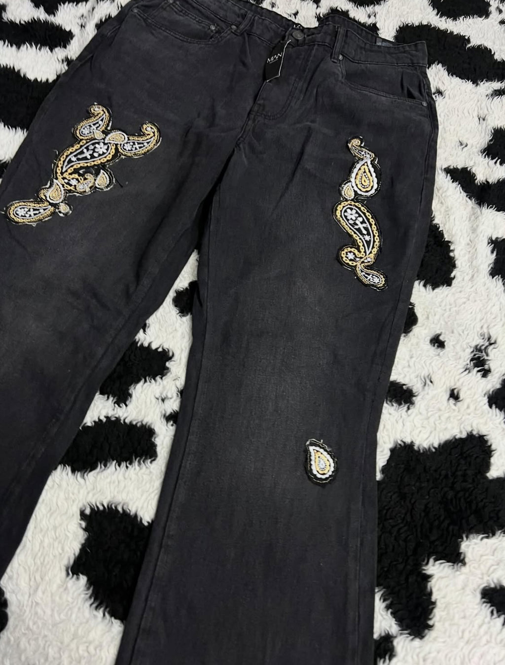 Paisley Patchwork Black Denims (Waist 36)