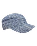 Blue & White Pleated Striped Cap