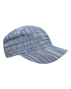 Blue & White Pleated Striped Cap