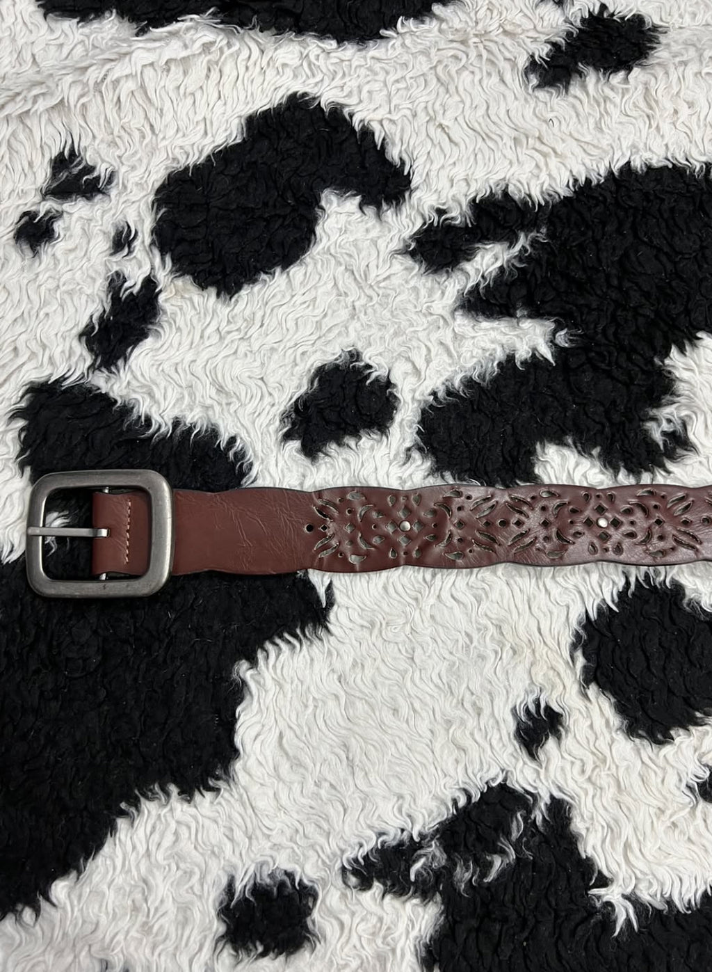 Brown Holed Floral Belt