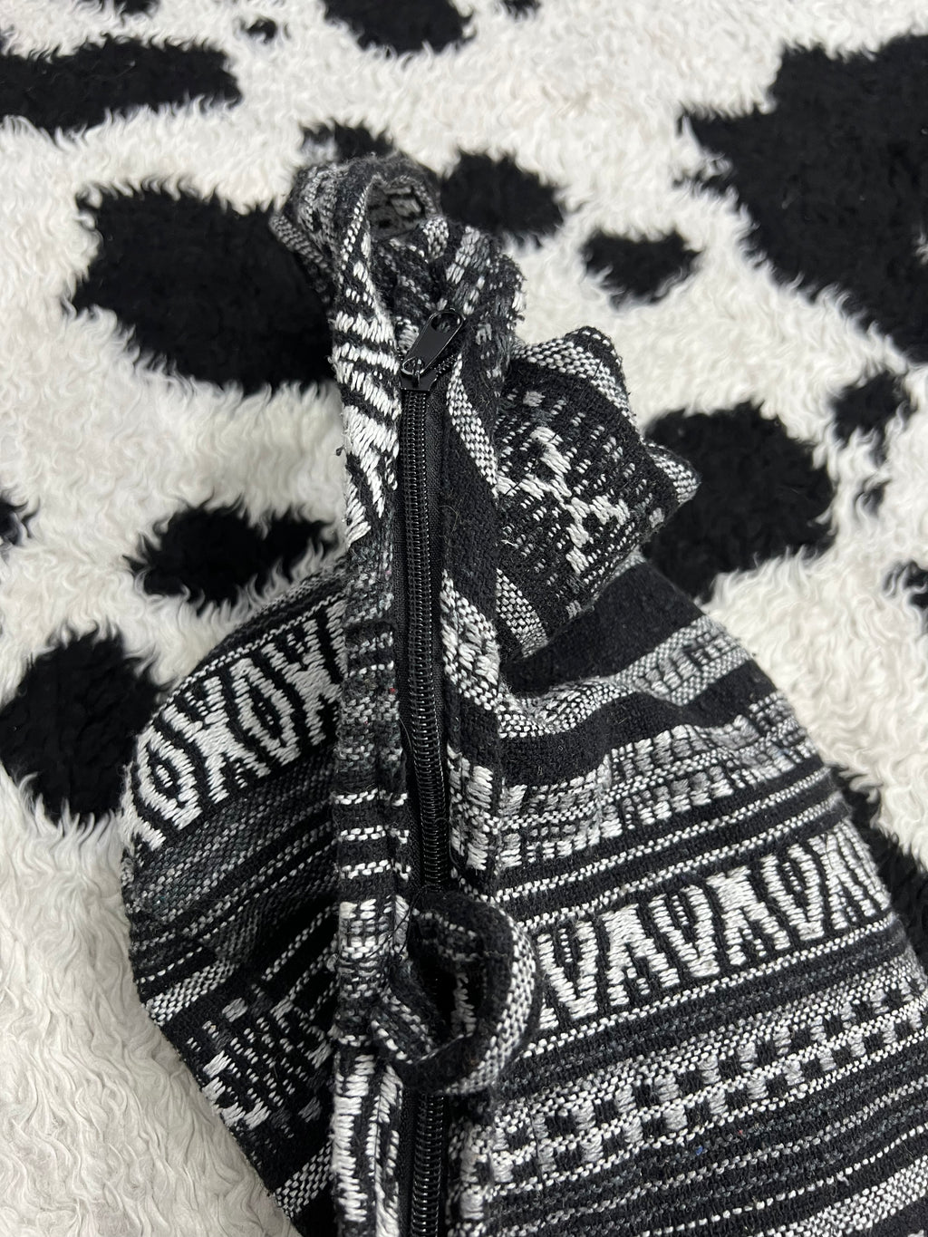 Black & White Woven Boho Shoulder Bag