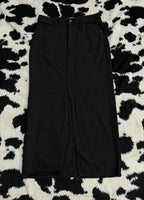365 Black Open-Slit Denim Skirt