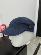 Dark Blue Buttoned Cap